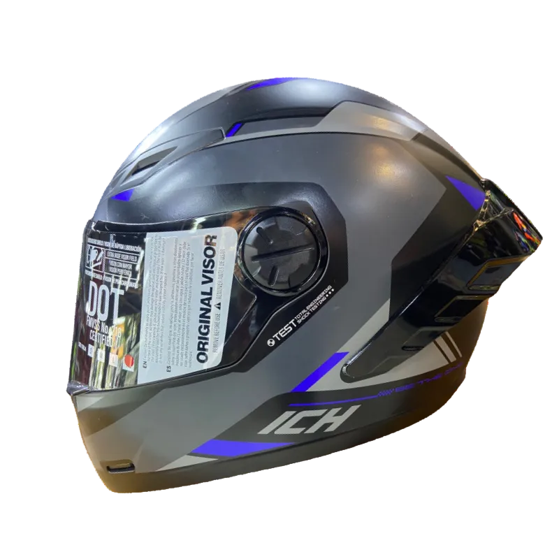 CASCO INTEGRAL ICH 501 SP BRAZUK NEGRO MATE GRIS AZUL VISOR HUMO