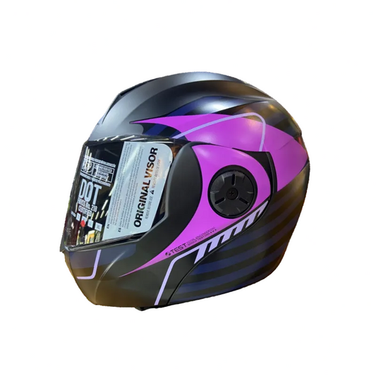 CASCO ABATIBLE ICH 3110 BUZZ NEGRO MATE MORADO CLARO VISOR HUMO