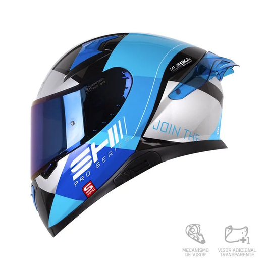 CASCO INTEGRAL SHAFT PRO 612 DV EVO COP GRIS OSCURO AZUL CLARO VISOR COLOR