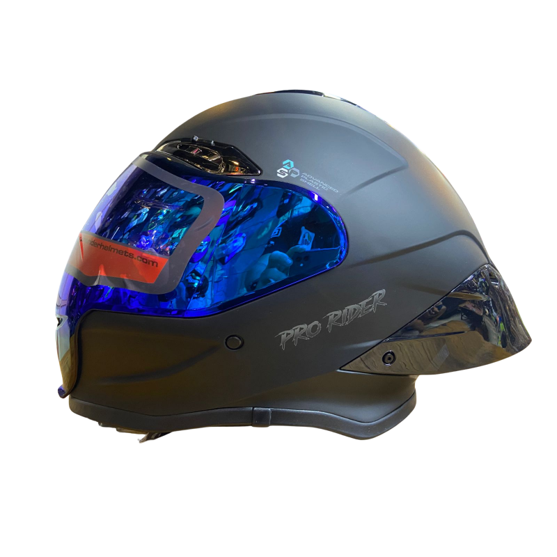 CASCO INTEGRAL PRO RIDER 711 NEGRO MATE GRIS VISOR AZUL
