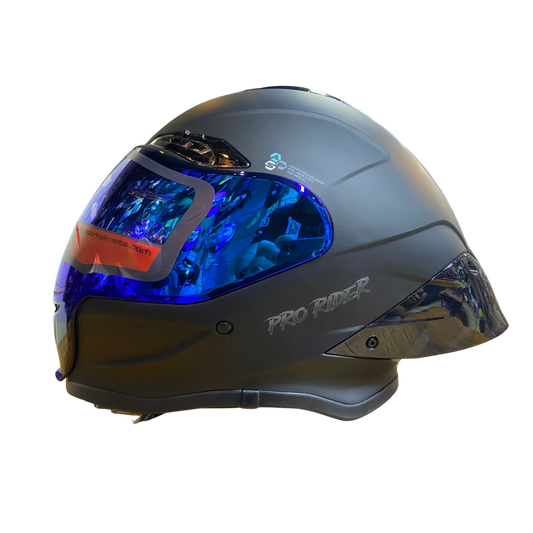 CASCO INTEGRAL PRO RIDER 711 NEGRO MATE GRIS VISOR AZUL