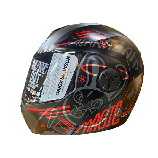CASCO ABATIBLE ICH 3110 MAGIG NEGRO MATE GRIS ROJO VISOR HUMO