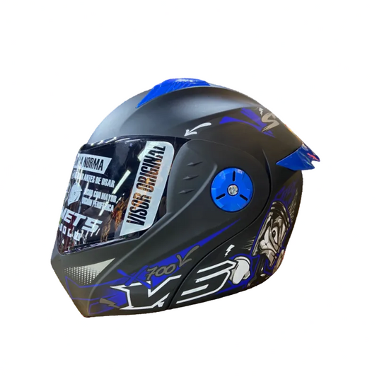 CASCO ABATIBLE VS 700 NEGRO MATE  PISTON RIDER AZUL