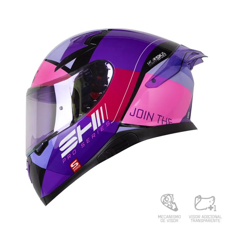 CASCO INTEGRAL SHAFT PRO 612 DV EVO COP MORADO CLARO VISOR COLOR