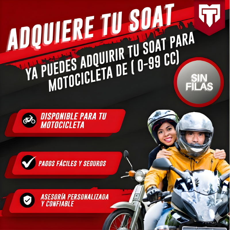 SOAT Seguro y Rápido – Tu Póliza Digital al Instante (Solo para Motocicletas)