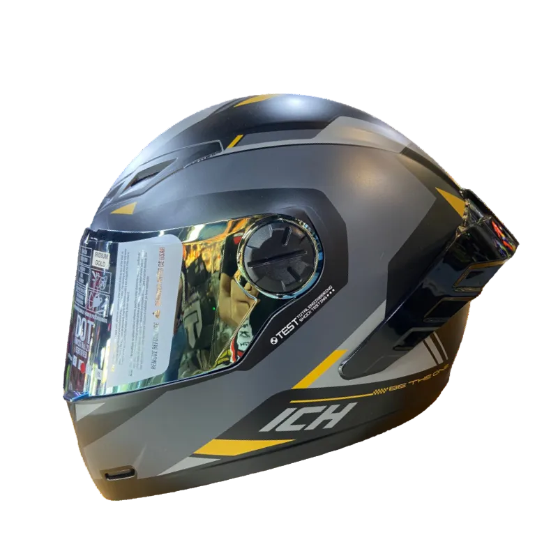 CASCO INTEGRAL ICH 501 SP BRAZUK NEGRO MATE GRIS DORADO VISOR DORADO
