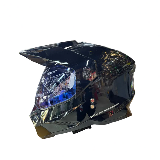 CASCO MULTIPROPOSITO X_ONE X-MX328 DV SOLID NEGRO BRILLANTE PLATEADO VISOR COLOR