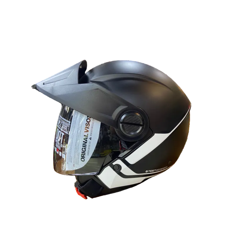 CASCO ABIERTO ICH 102 CEST NEGRO MATE BLANCO VISOR HUMO