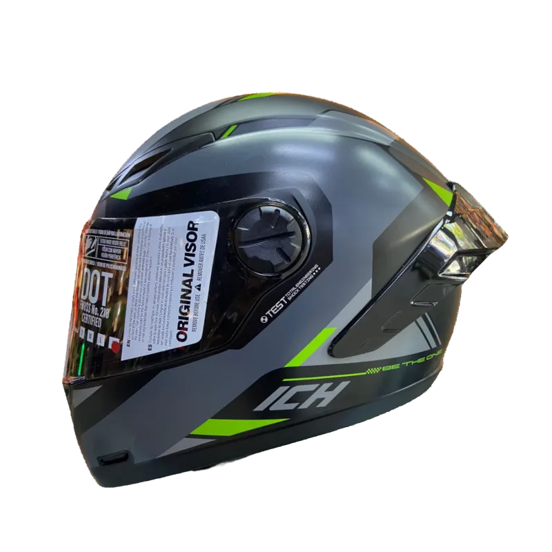 CASCO INTEGRAL ICH 501 SP BRAZUK NEGRO MATE GRIS VERDE VISOR HUMO