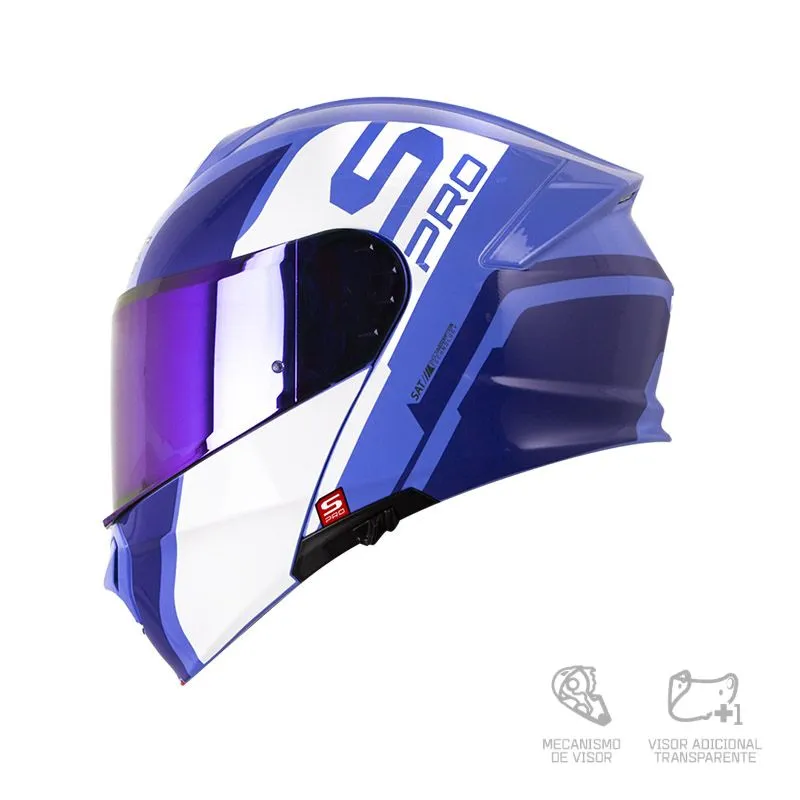 CASCO ABATIBLE SHAFT PRO 4000DV EVO WONDER AZUL CLARO MORADO VISOR COLOR
