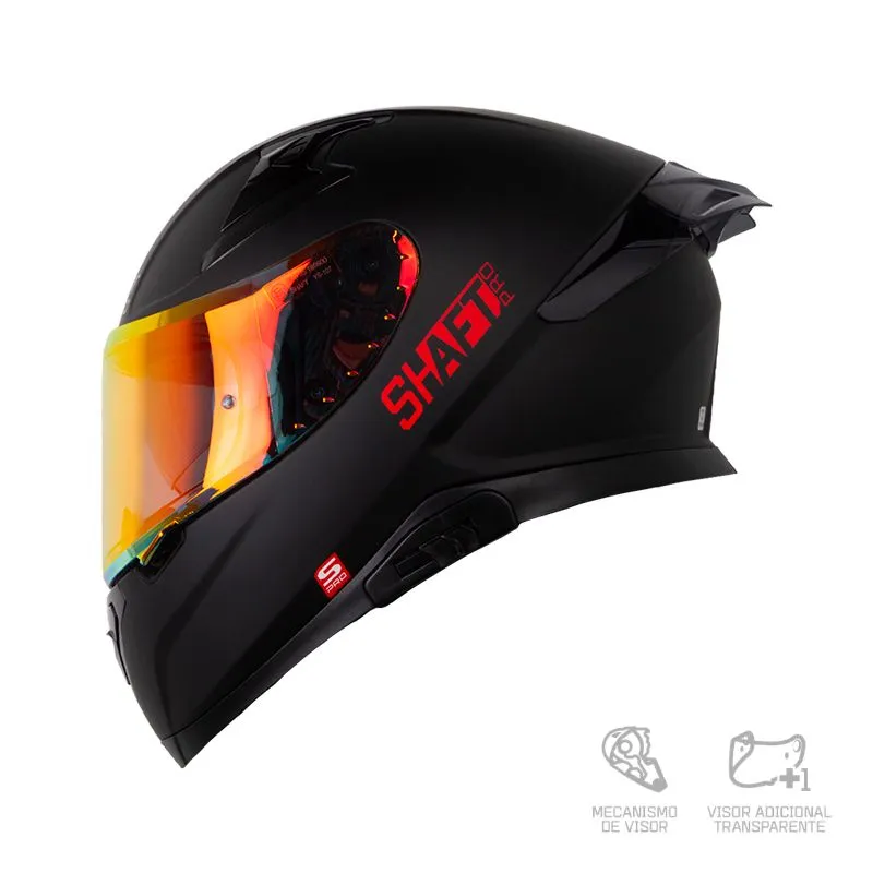 CASCO INTEGRAL SHAFT PRO 612 DV EVO NEGRO ROJO VISOR COLOR