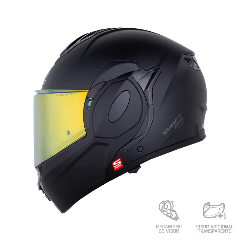 CASCO ABATIBLE SHAFT PRO 4180 FLIP UP SOLID NEGRO GRIS OSCURO VISOR IRIDIUM