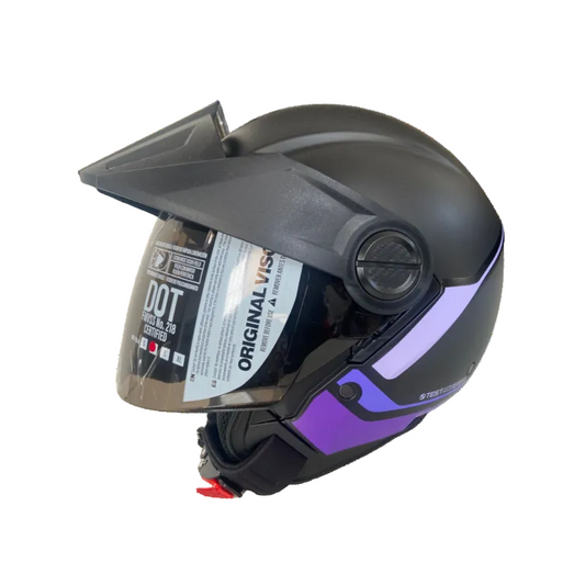 CASCO ABIERTO ICH 102 CEST NEGRO MATE MORADO OSCURO VISOR HUMO
