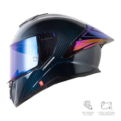 CASCO INTEGRAL SHAFT PRO 620C EVO SOLID 3K AZUL CLARO PLATEADO VISOR AZUL