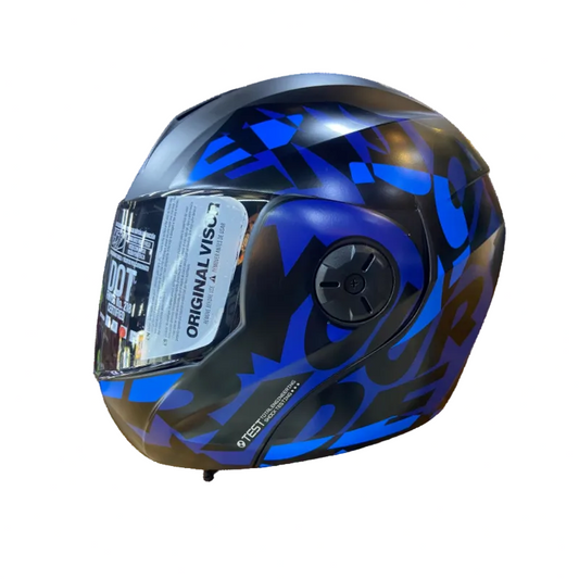 CASCO ABATIBLE ICH 3110 FREAK NEGRO MATE AZUL VISOR HUMO