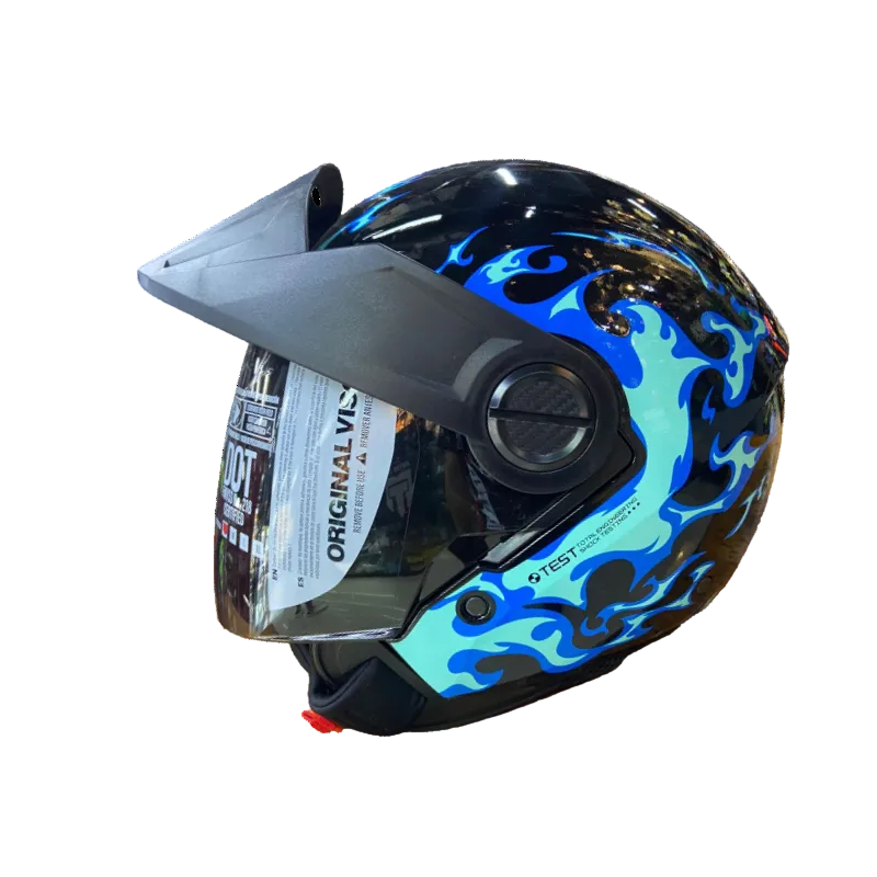 CASCO ABIERTO ICH 102 IGNITION NEGRO BRILLANTE TURQ.VISOR HUMO
