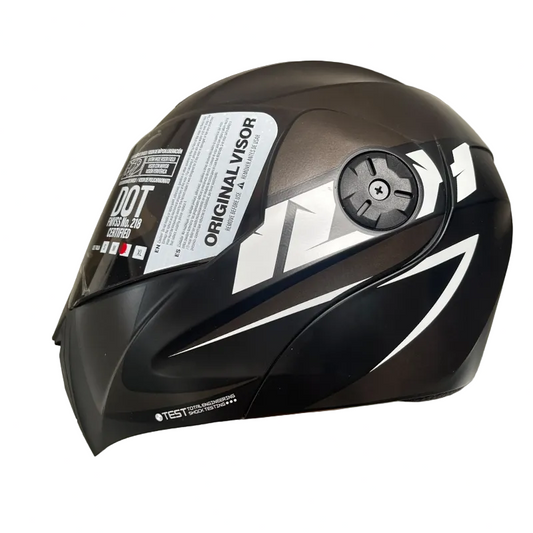 CASCO ABATIBLE ICH 3110 BUMERANG NEGRO MATE BLANCO GRIS VISOR HUMO