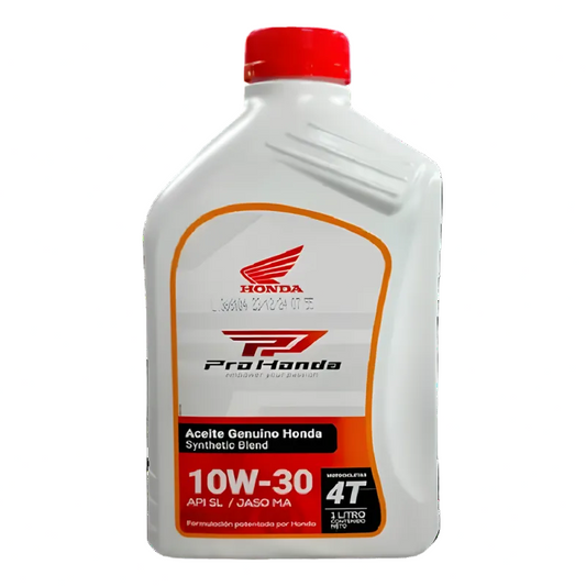 ACEITE HONDA 10W30 SEMISINTETICO 4T API/SL JASO/MA 1LT