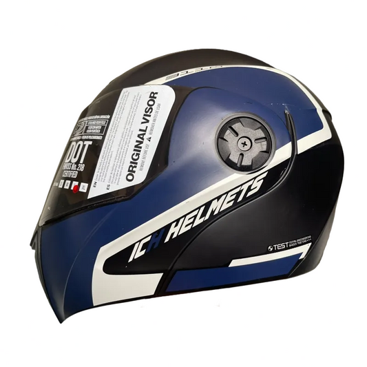 CASCO ABATIBLE ICH 3110 XPACER NEGRO MATE AZUL OSCURO VISOR HUMO
