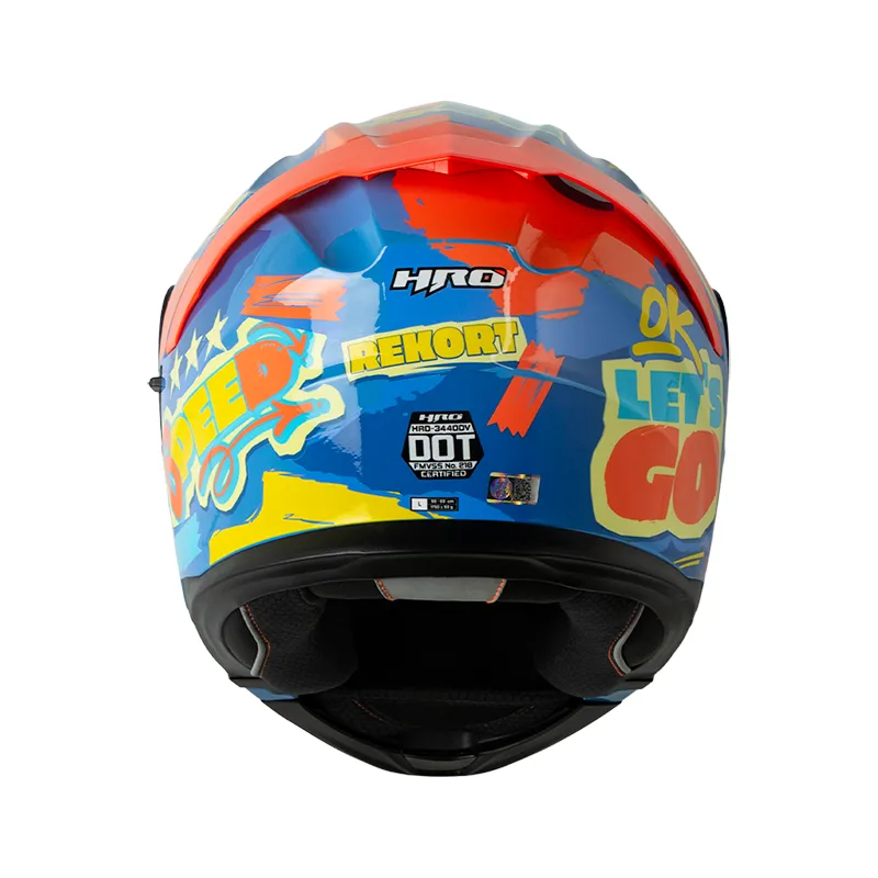 CASCO ABATIBLE HRO 3440 DV REKORT AZUL OSCURO NARANJA VISOR COLOR