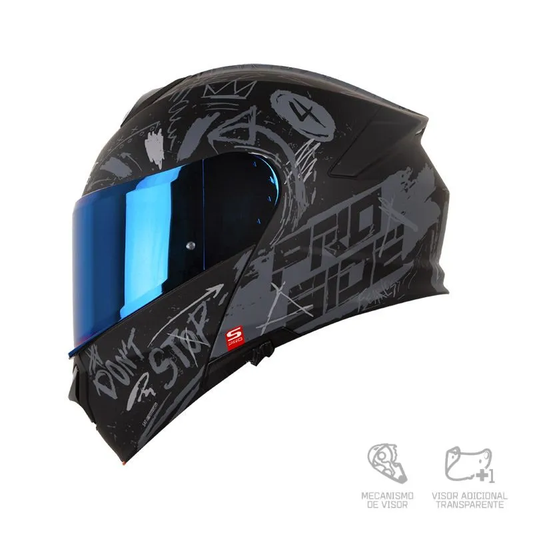 CASCO ABATIBLE SHAFT PRO 4000DV EVO HUSTLE NEGRO GRIS OSCURO VISOR COLOR