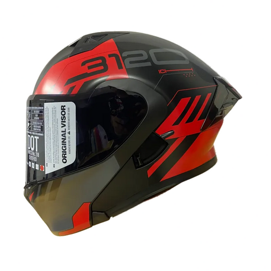 CASCO ABATIBLE ICH 3120 WESTSAY NEGRO MATE ROJO VISOR HUMO