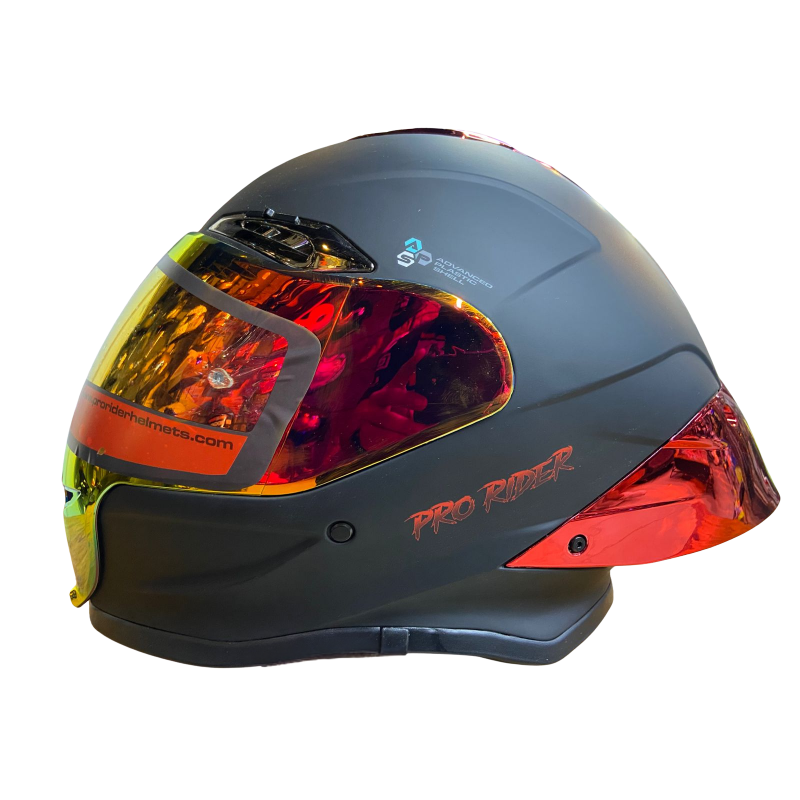 CASCO INTEGRAL PRO RIDER 711 NEGRO MATE ROJO VISOR ROJO