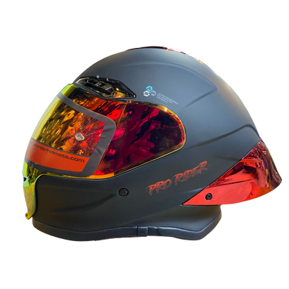 CASCO INTEGRAL PRO RIDER 711 NEGRO MATE ROJO VISOR ROJO