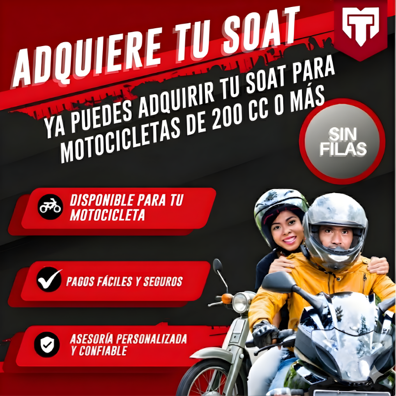 SOAT Seguro y Rápido – Tu Póliza Digital al Instante (Solo para Motocicletas)