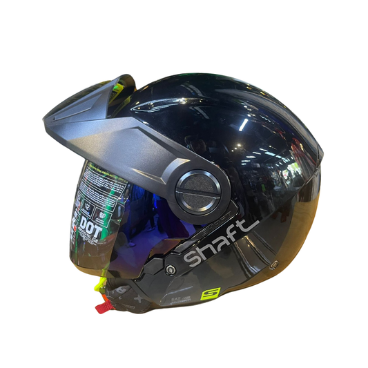 CASCO ABIERTO SHAFT 212 SOLID NEGRO BRILLANTE GRIS OSCURO VISOR COLOR