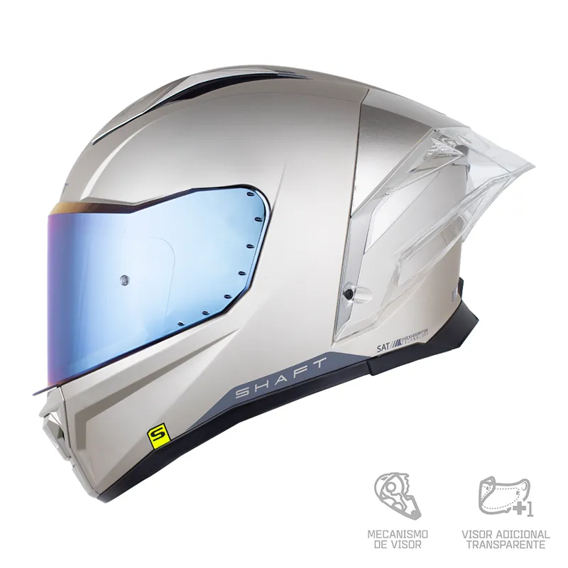 CASCO INTEGRAL SHAFT 596 SP SOLID_V2 PLATEADO GRIS OSCURO VISOR COLOR