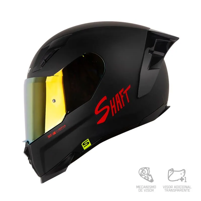 CASCO INTEGRAL SHAFT 562 R SOLID NEGRO ROJO VISOR IRIDIUM