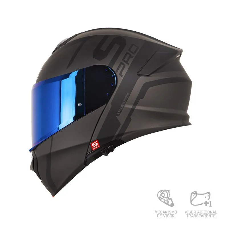 CASCO ABATIBLE SHAFT PRO 4000DV EVO WONDER NEGRO GRIS OSCURO VISOR COLOR