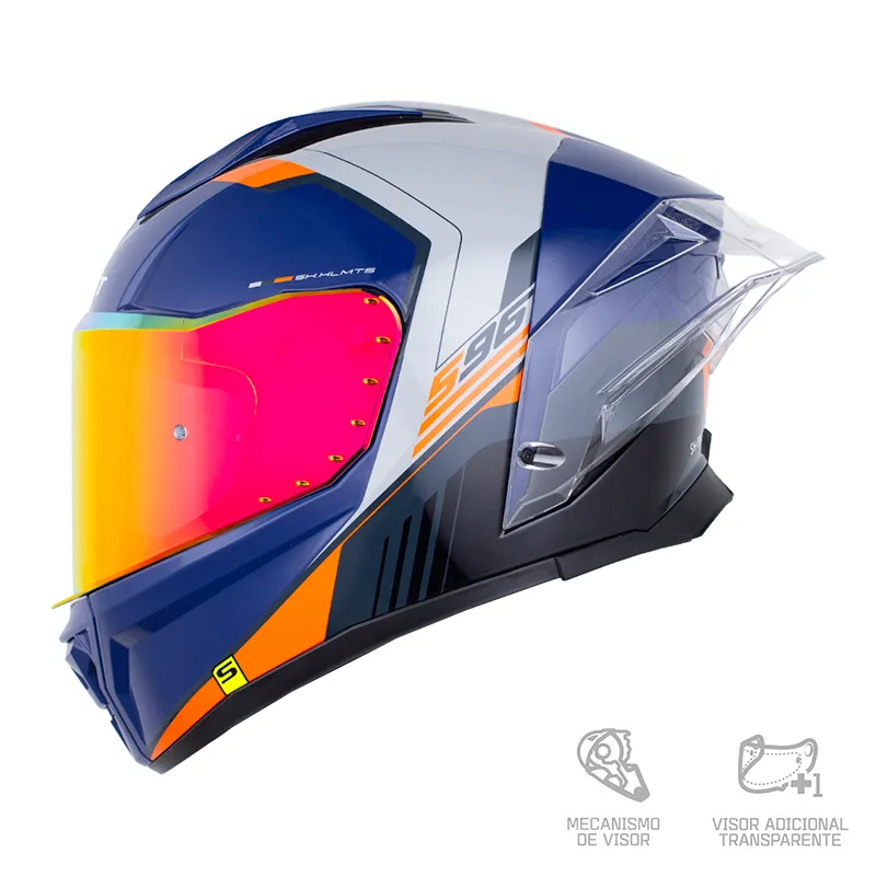 CASCO INTEGRAL SHAFT 596 SP THUKO AZUL OSCURO BLANCO VISOR COLOR