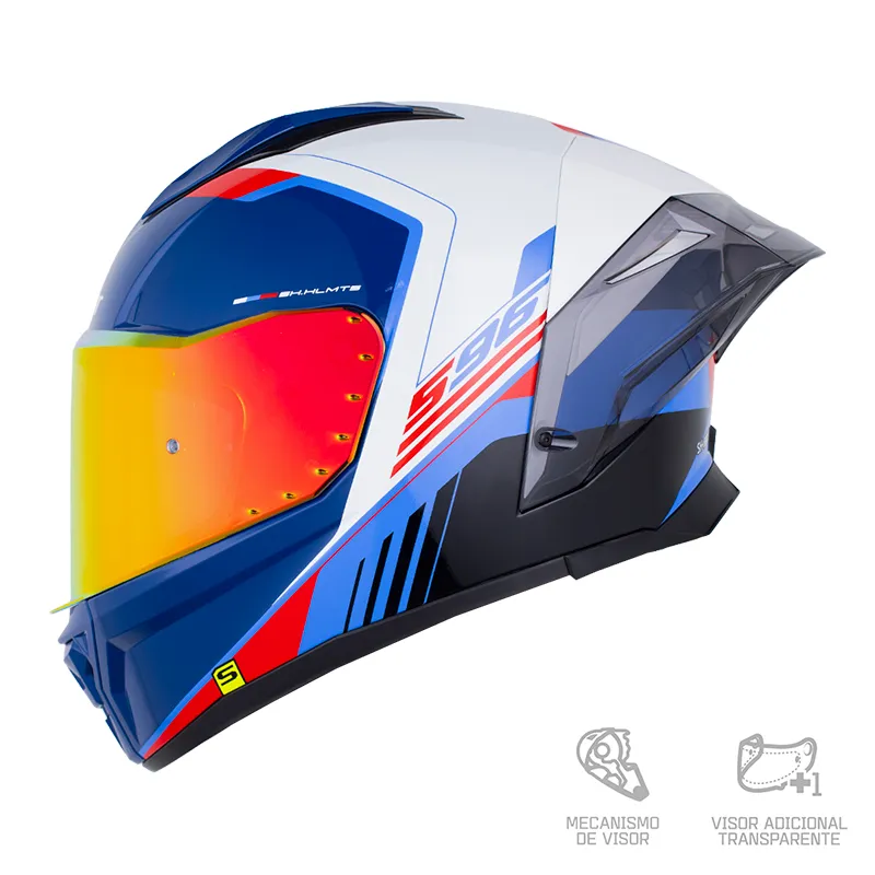 CASCO INTEGRAL SHAFT 596 SP THUKO AZUL OSCURO GRIS VISOR COLOR