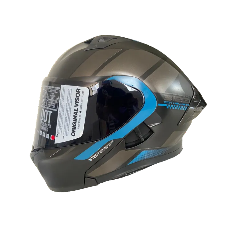 CASCO ABATIBLE ICH 3120 ORDANOX NEGRO MATE AZUL OSCURO VISOR HUMO