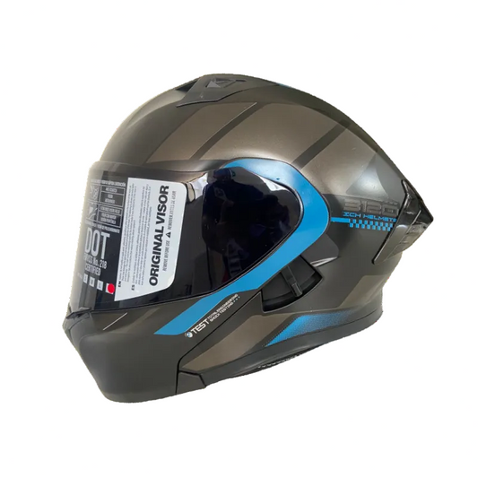 CASCO ABATIBLE ICH 3120 ORDANOX NEGRO MATE AZUL OSCURO VISOR HUMO