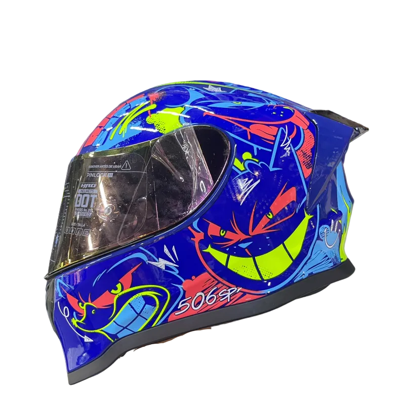 CASCO INTEGRAL HRO 506 SP ROUGH AZUL OSCURO ROJO VISOR IRIDIUM