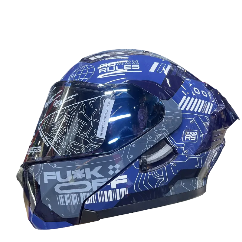 CASCO ABATIBLE X-ONE X-3000RS CBR AZUL OSCURO VISOR COLOR