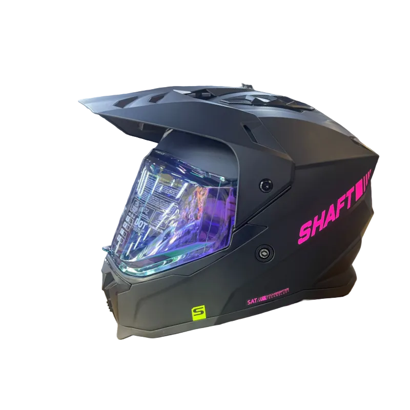 CASCO MULTIPROPOSITO SHAFT MX360 SOLID NEGRO FUCSIA VISOR COLOR