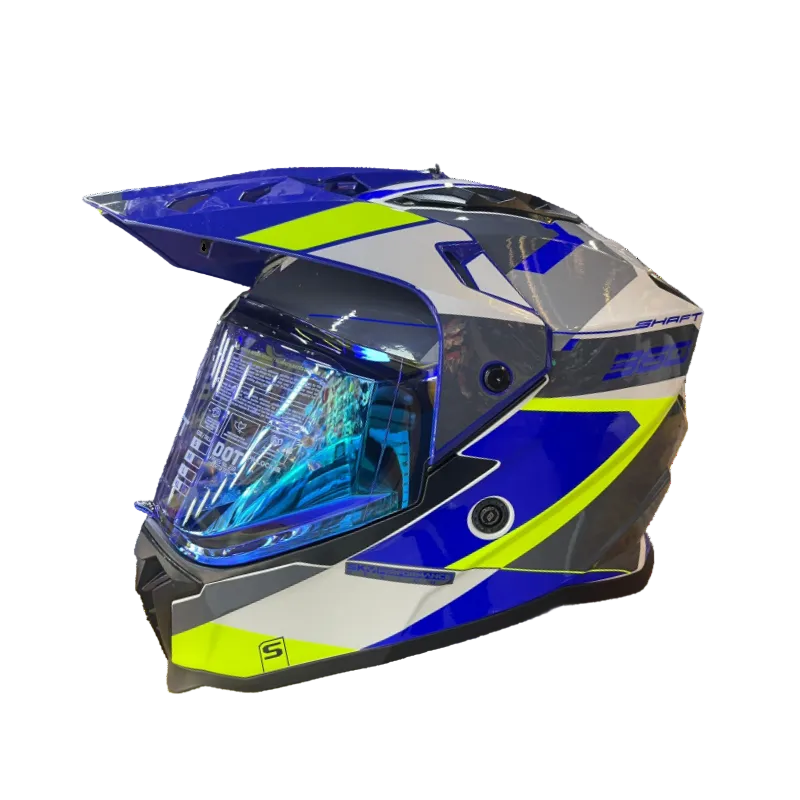 CASCO MULTIPROPOSITO SHAFT MX360 MISHO BLANCO.PR.AZUL VISOR COLOR