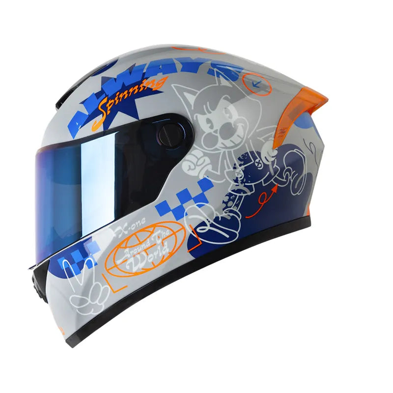 CASCO INTEGRAL X_ONE X-500GT EVO MAT KAT GRIS AZUL VISOR COLOR