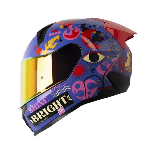 CASCO INTEGRAL SHAFT 560 EVO UNSTOPPABLE AZUL ROSADO VISOR COLOR