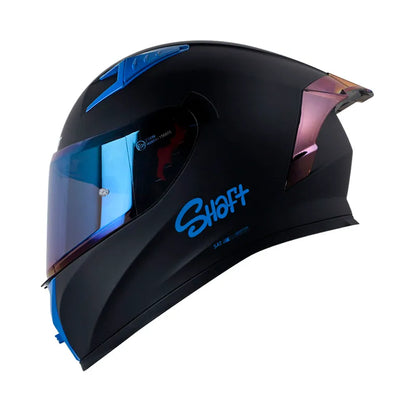 CASCO INTEGRAL SHAFT 526 SP EVO SOLID NEGRO AZUL VISOR COLOR