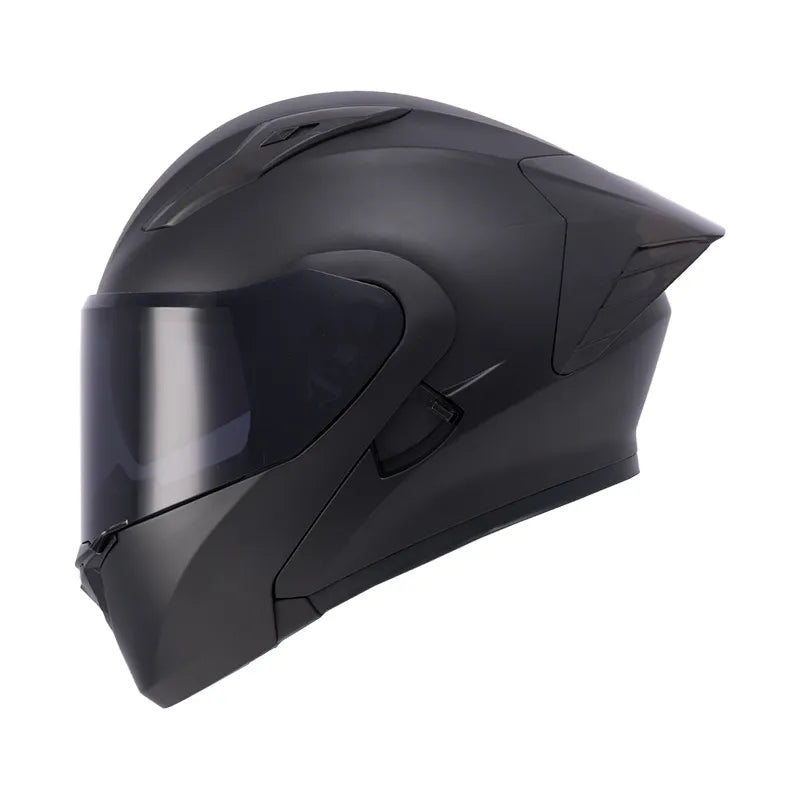 CASCO ABATIBLE ICH 3130 SOLID NEGRO MATE PLANO VISOR HUMO