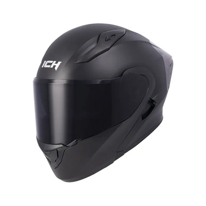 CASCO ABATIBLE ICH 3130 SOLID NEGRO MATE PLANO VISOR HUMO