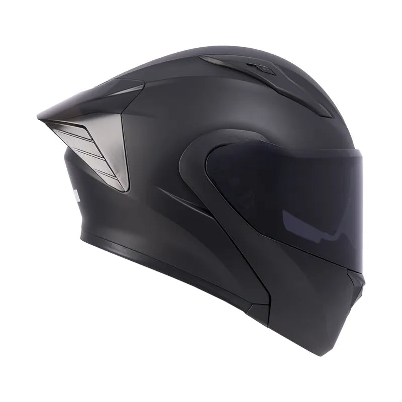 CASCO ABATIBLE ICH 3130 SOLID NEGRO MATE PLANO VISOR HUMO