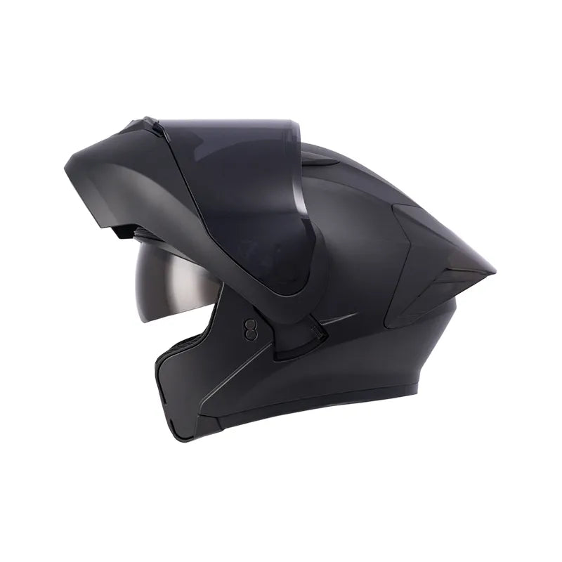CASCO ABATIBLE ICH 3130 SOLID NEGRO MATE PLANO VISOR HUMO