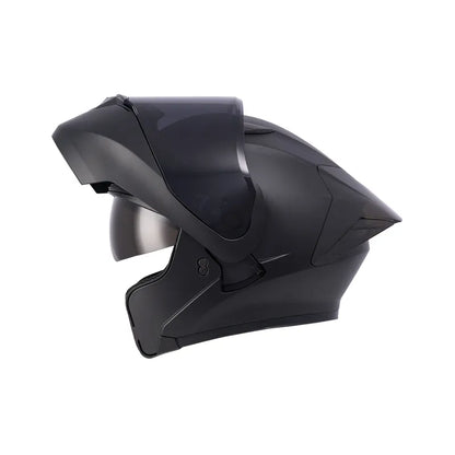 CASCO ABATIBLE ICH 3130 SOLID NEGRO MATE PLANO VISOR HUMO