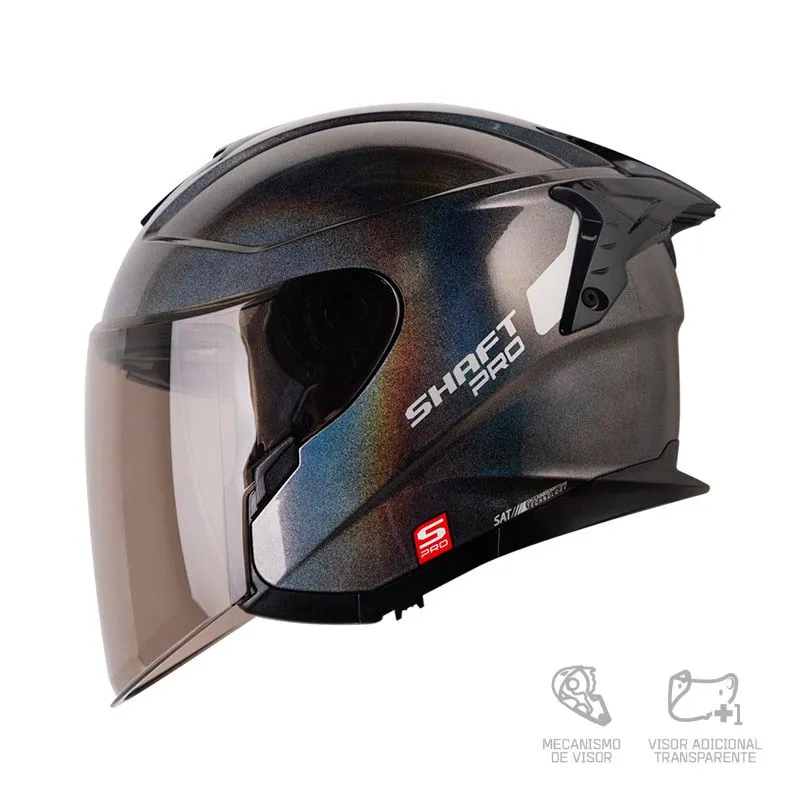 CASCO ABIERTO SHAFT PRO 240 DV  SOLID CAMALE GRIS OSCURO VISOR COLOR